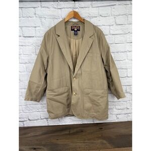 Duluth Trading Co Mens FIrehose Presentation Blazer Jacket Workwear Tan Size L